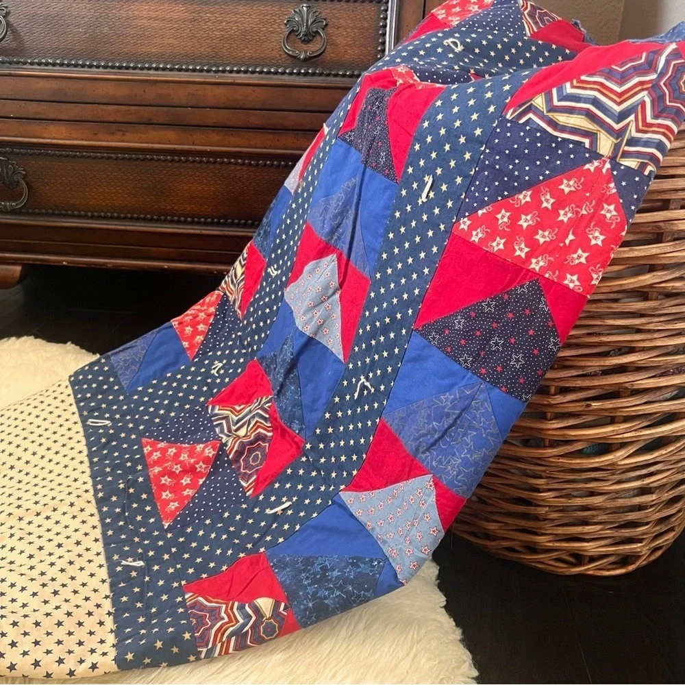 50”x40” New Handmade Patriotic Quilt, 100% Cotton.